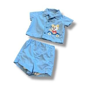 Vintage 60s Racecar Shirt and Short Baby Set